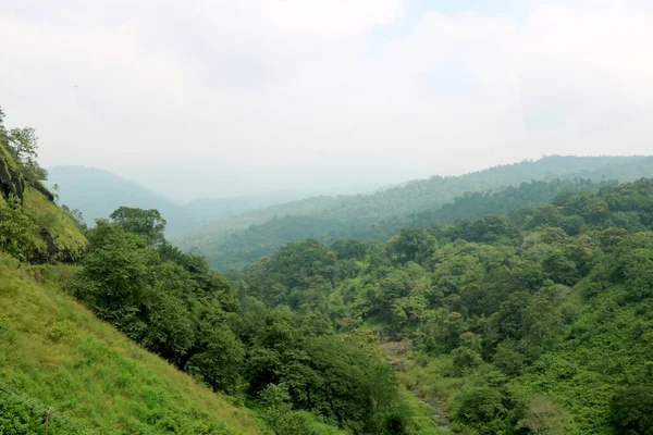 Areal View Mountain Green Trees Grass Blue Sky — Stock fotografie