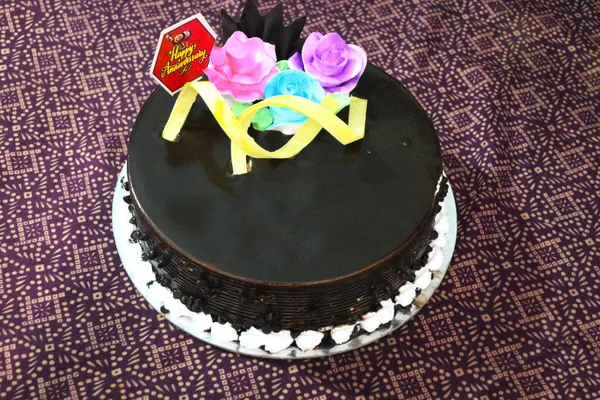 Finom Csokoládé Torta Születésnapra — Stock Fotó