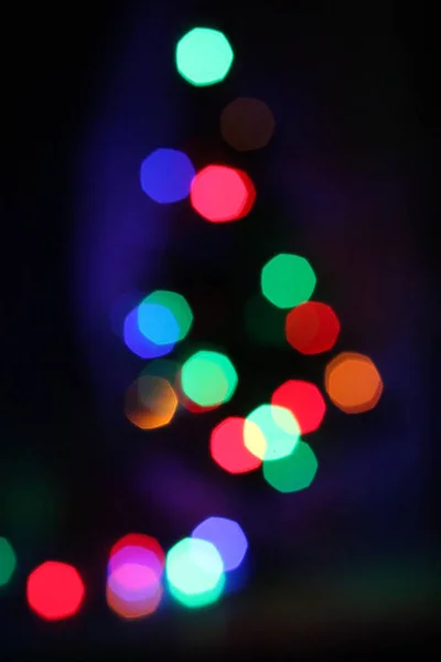 Decorazione Albero Natale Luce Scuro Con Sfondo Sfocato — Foto Stock