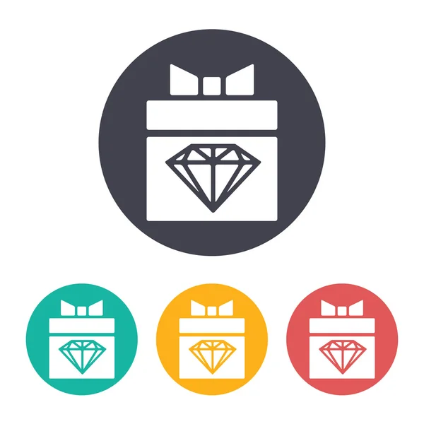 Piatto presente icona di diamante — Vettoriale Stock