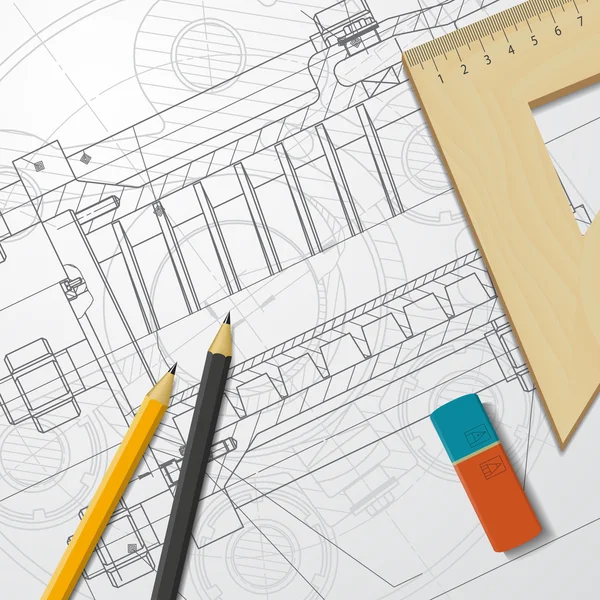 Inženýr blueprint mechanismu — Stockový vektor