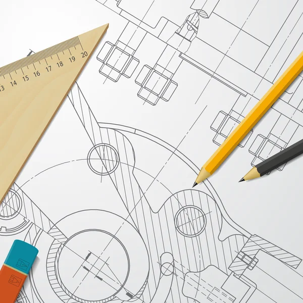 Inženýr blueprint mechanismu — Stockový vektor