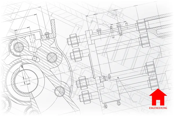 메커니즘의 엔지니어 청사진 — 스톡 벡터