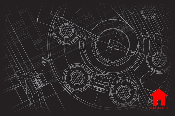 Siyah teknik blueprint mekanizması