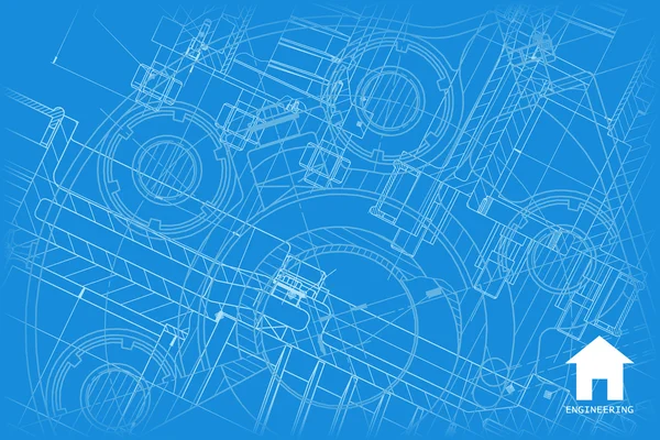 Μηχανικός σχεδιάγραμμα του μηχανισμού — Διανυσματικό Αρχείο