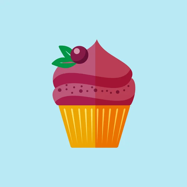 Icona piatto cupcake — Vettoriale Stock