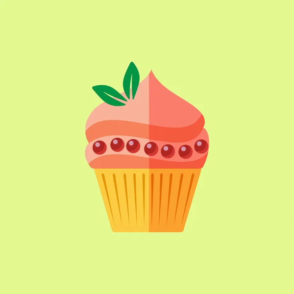 Platte cupcake pictogram — Stockvector