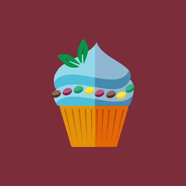 Platte cupcake pictogram — Stockvector