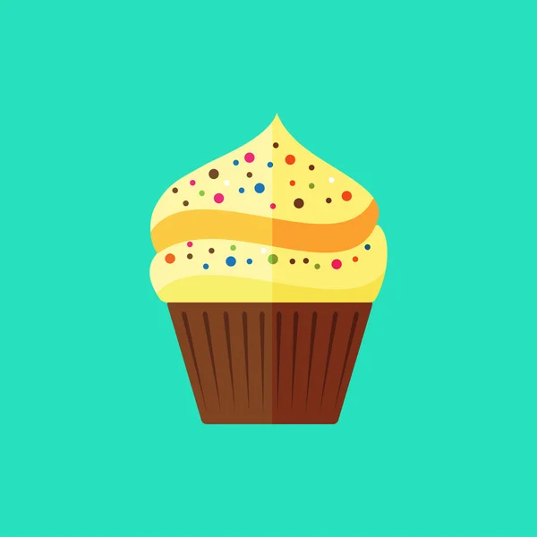 Platte cupcake pictogram — Stockvector