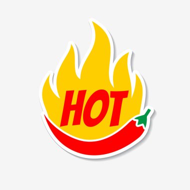 hot chilli pepper and flame sticker clipart