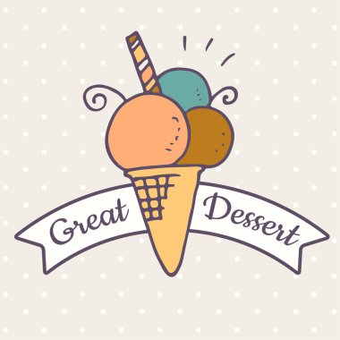 doodle ice cream icon clipart