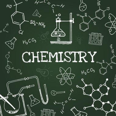 yazı tahtası üzerinde çizim kimya sembolleri tebeşir