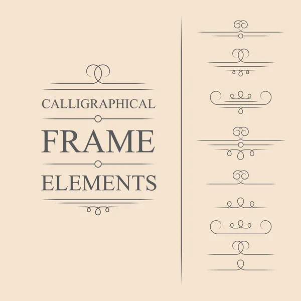 Набор каллиграфических элементов рамки — стоковый вектор