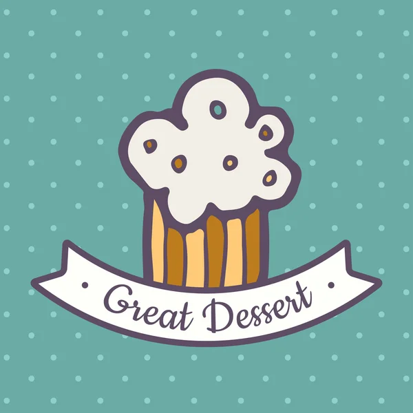 Garabato cupcake icono — Vector de stock