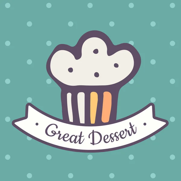 Garabato cupcake icono — Vector de stock