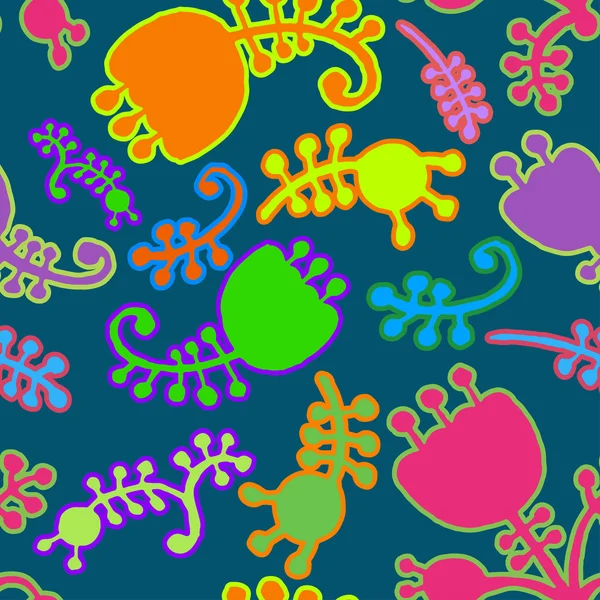 Векторний барвистий квітковий мультфільм безшовний фон — стоковий вектор