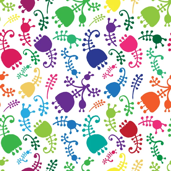 Vector colorful floral cartoon seamless background — Stock Vector