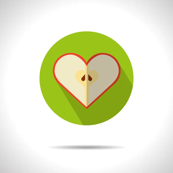 Vector apple heart icon — Stock Vector