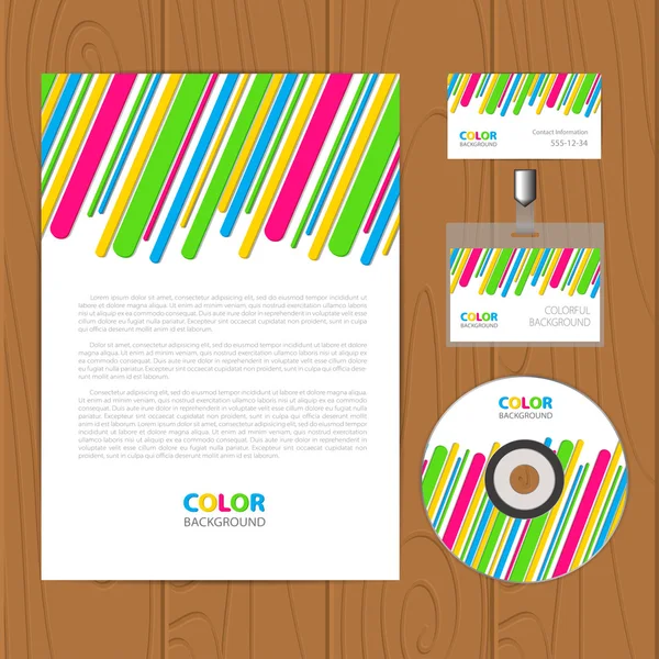 Vector retro corporate identity template with color stripes — Stock Vector