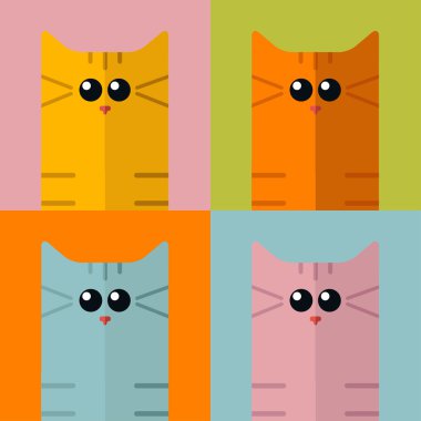 Vektör pop sanat Stilizasyon renkli kedi