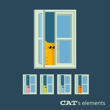 vektör öğeleri kediler