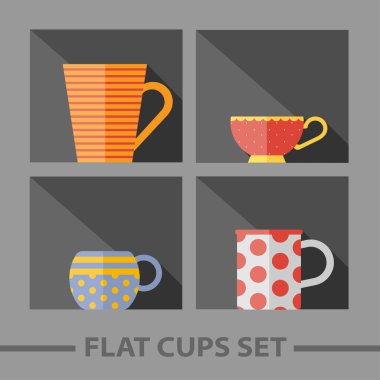 Vektör düz renk bardak raf kümesi üzerinde