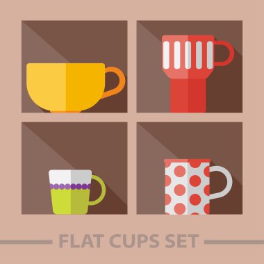 Vektör düz renk bardak raf kümesi üzerinde