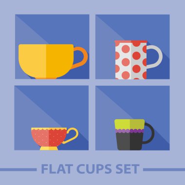 Vektör düz renk bardak raf kümesi üzerinde