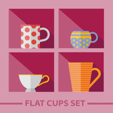 Vektör düz renk bardak raf kümesi üzerinde