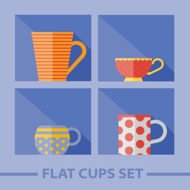 Vektör düz renk bardak raf kümesi üzerinde