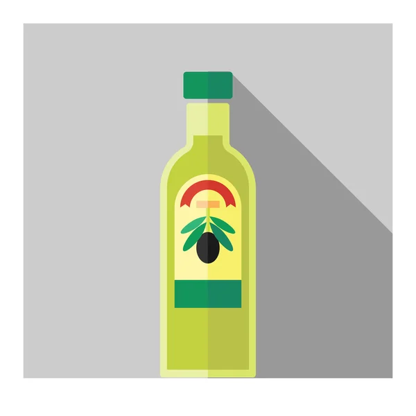 Vector kleur platte olijfolie fles — Stockvector