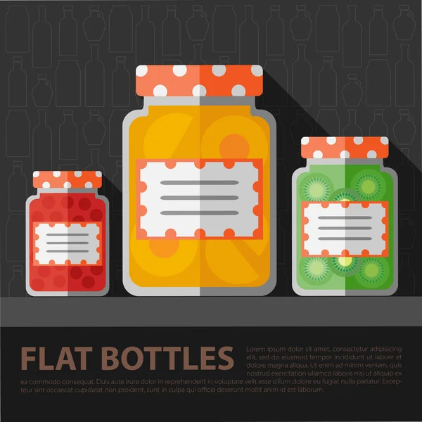 Modelo de garrafa de geléia caseira plana de cor vetorial —  Vetores de Stock