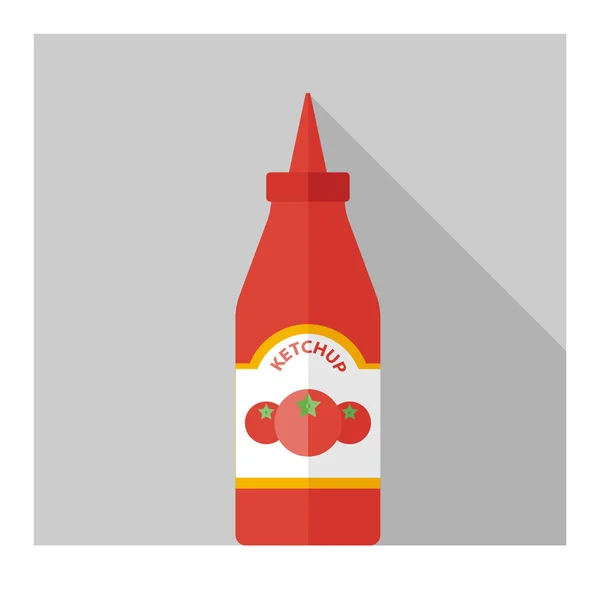 Vector platte fles met ketchup — Stockvector