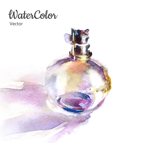 Vetor mão pintura aquarela ilustração de perfume — Vetor de Stock