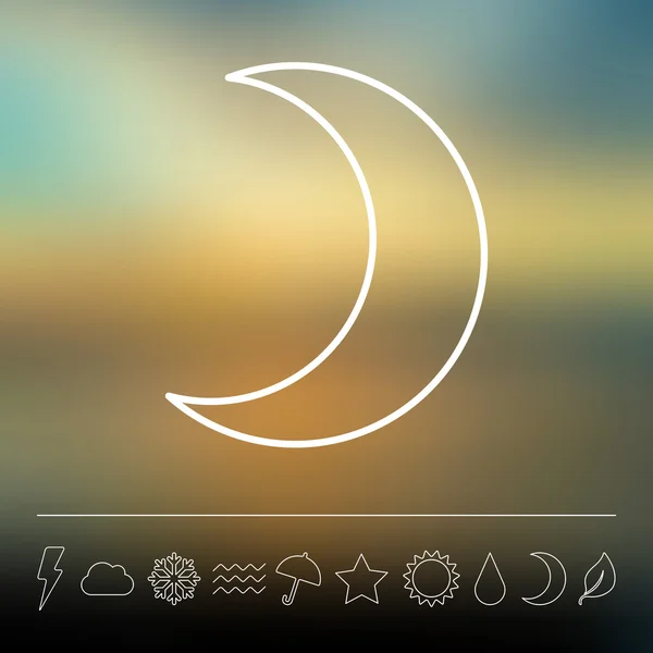 Luna plana y el tiempo icono conjunto — Vector de stock