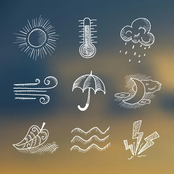 Набор значков погоды для рисования — стоковый вектор
