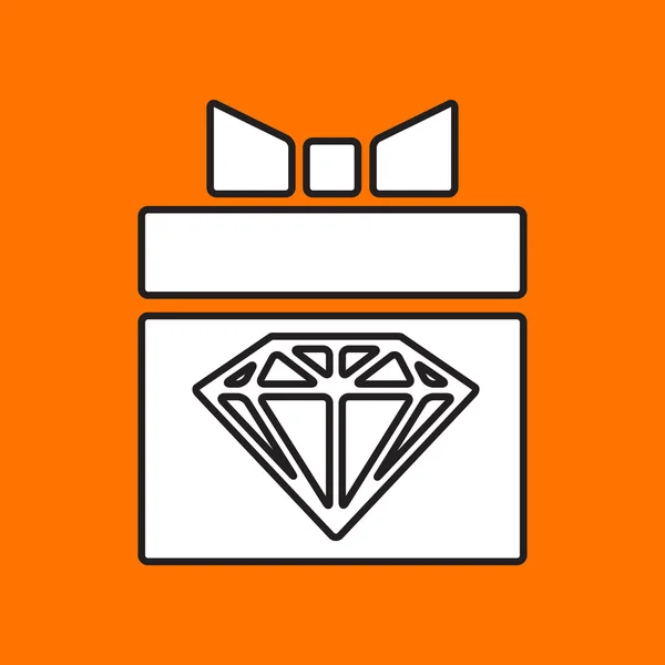 Cadeau plat avec icône en diamant — Image vectorielle