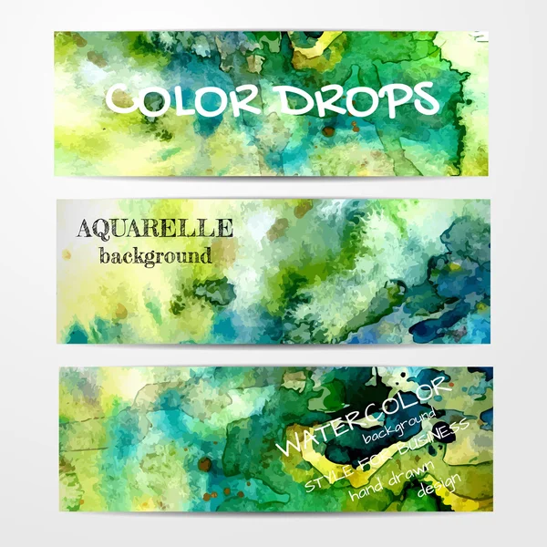 Conjunto de três banners de aquarela — Vetor de Stock