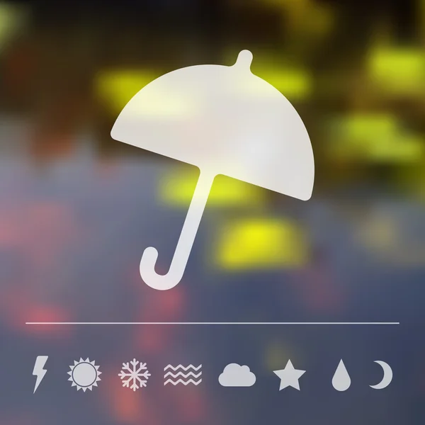 Set di ombrelli piatti e icone meteo — Vettoriale Stock
