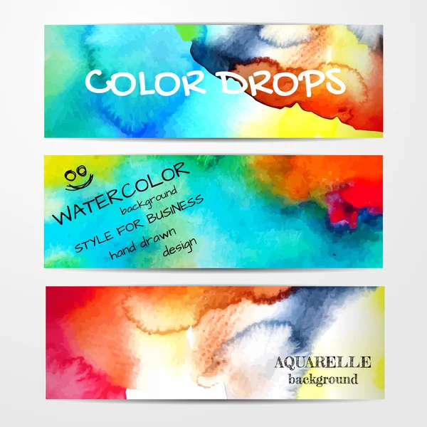 Conjunto de três banners de aquarela —  Vetores de Stock