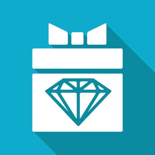 Icône diamant plat présent — Image vectorielle
