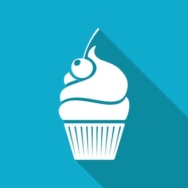 Platte cupcake pictogram. — Stockvector