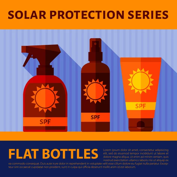 Botellas con protección solar — Vector de stock