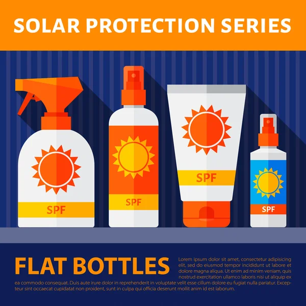 Botellas con protección solar — Vector de stock