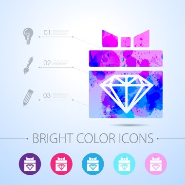 present diamond watercolor icon