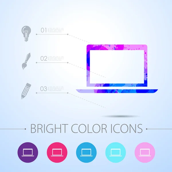 Icône aquarelle ordinateur portable — Image vectorielle