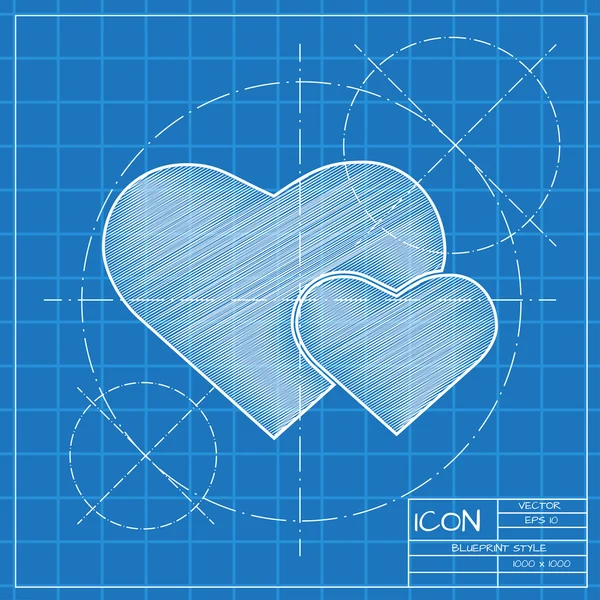 Ícone de dois corações —  Vetores de Stock