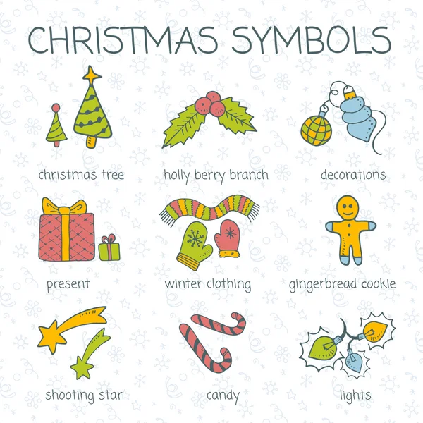 Joulu doodle kuvakkeet — vektorikuva