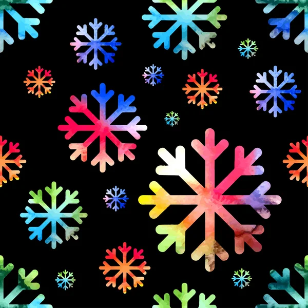 Watercolor snowflakes seamless pattern — Stock Vector