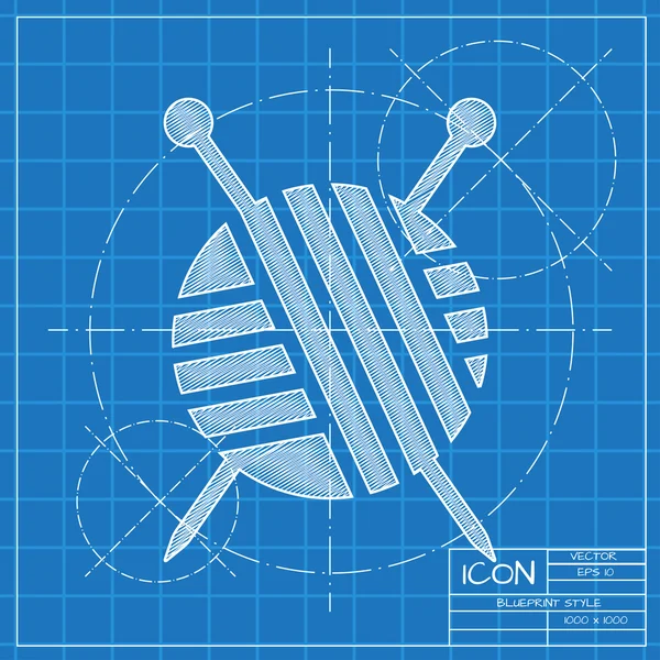 뜨개질을 하는 아이콘에 대 한 원사의 공을 얽 힘 — 스톡 벡터